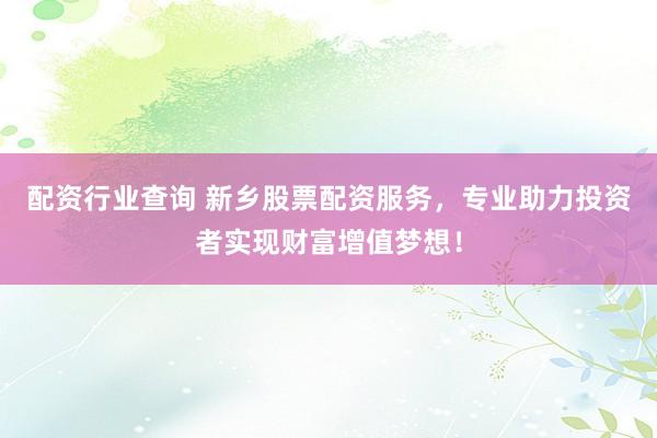 配资行业查询 新乡股票配资服务，专业助力投资者实现财富增值梦想！
