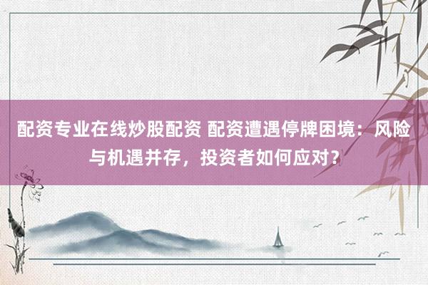 配资专业在线炒股配资 配资遭遇停牌困境：风险与机遇并存，投资者如何应对？