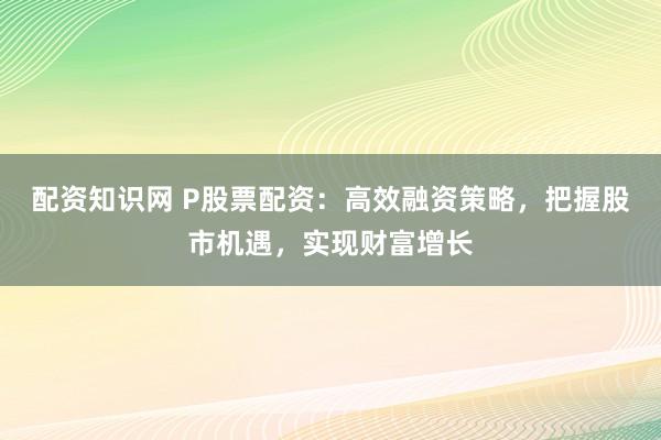 配资知识网 P股票配资：高效融资策略，把握股市机遇，实现财富增长