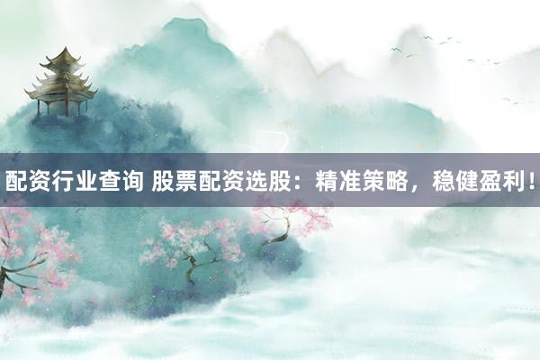 配资行业查询 股票配资选股：精准策略，稳健盈利！