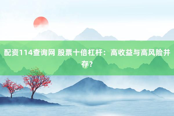 配资114查询网 股票十倍杠杆：高收益与高风险并存？